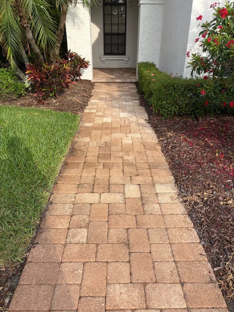The same front walkway before cleaning